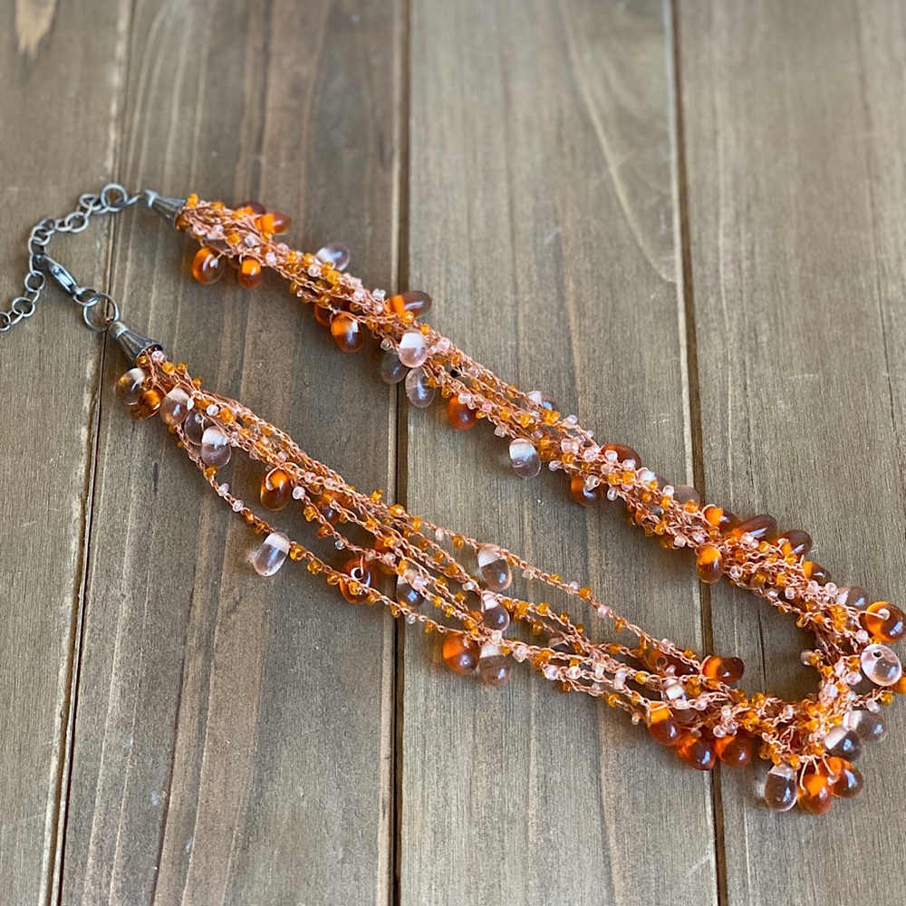 Multi-chain Coral Bead Necklace
